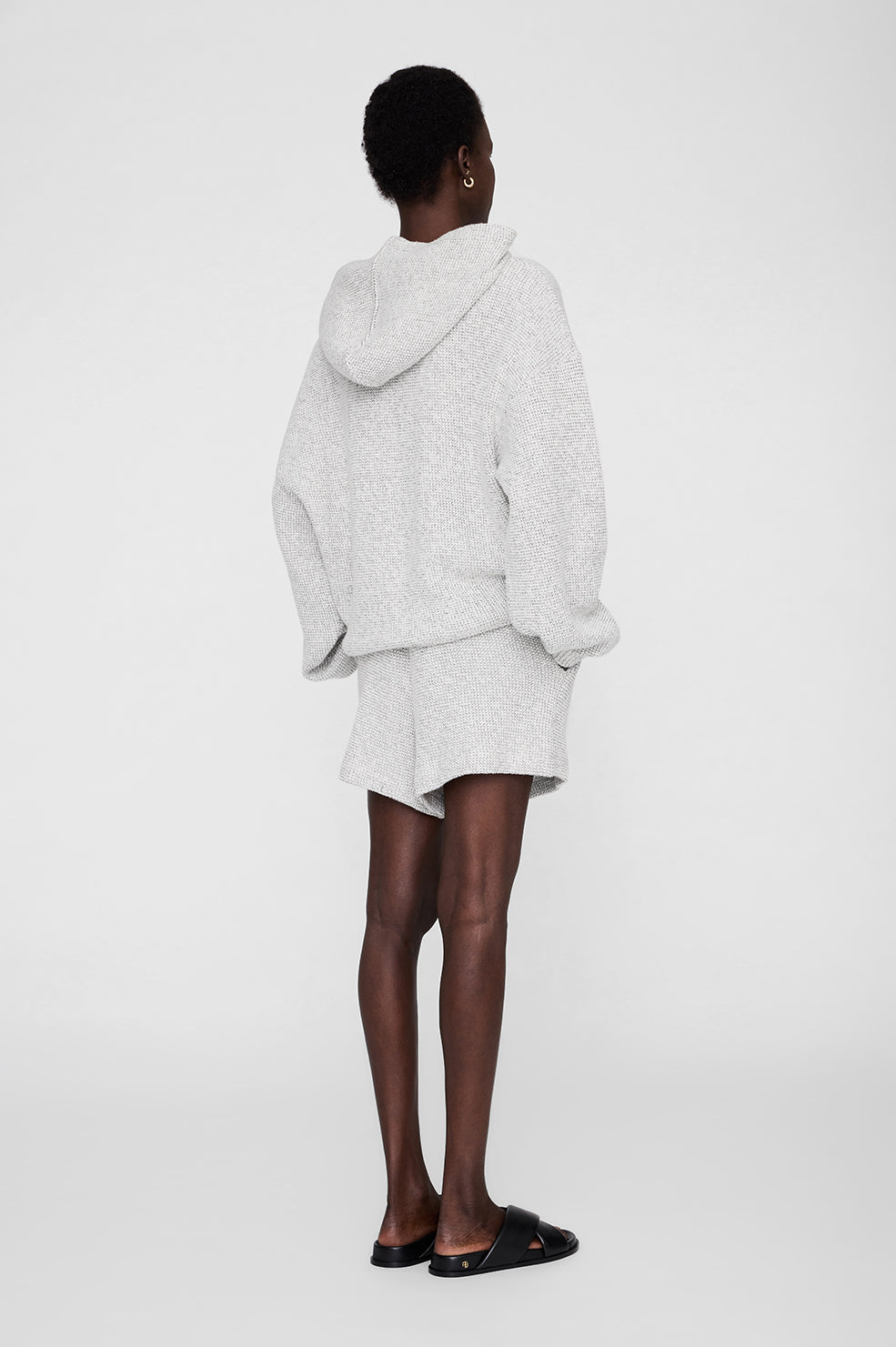 ANINE BING Alec Hoodie Framed Monogram - Ivory And Black - on model back