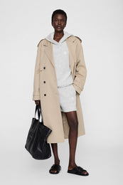 ANINE BING Alec Hoodie Framed Monogram - Ivory And Black - on model front second view