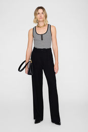 ANINE BING Alessia Tank - Cream And Black Stripe - on model front 