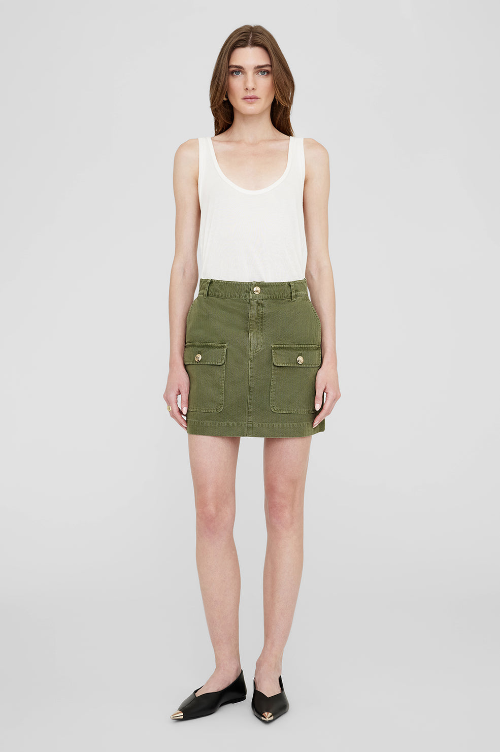 ANINE BING Aliza Skirt - Army Green - On Model Front