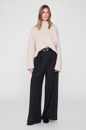 ANINE BING Alma Turtleneck Sweater - Beige - on model front view