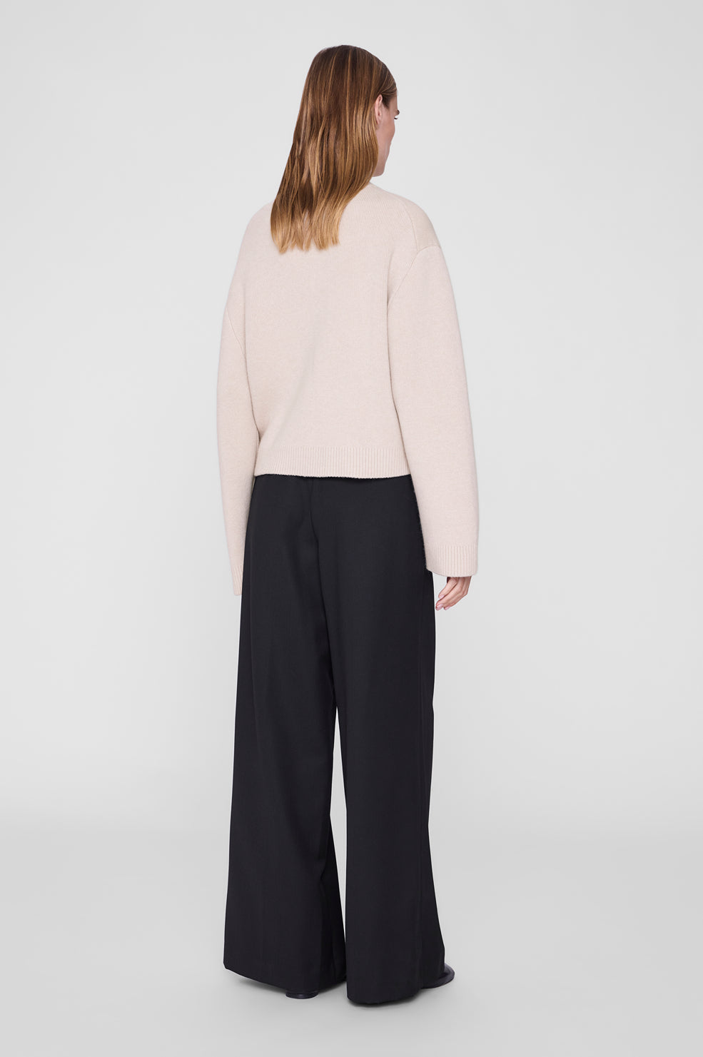ANINE BING Alma Turtleneck Sweater - Beige - on model back