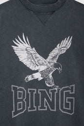 ANINE BING Alto Sweatshirt Retro Eagle - Washed Black - Detail View