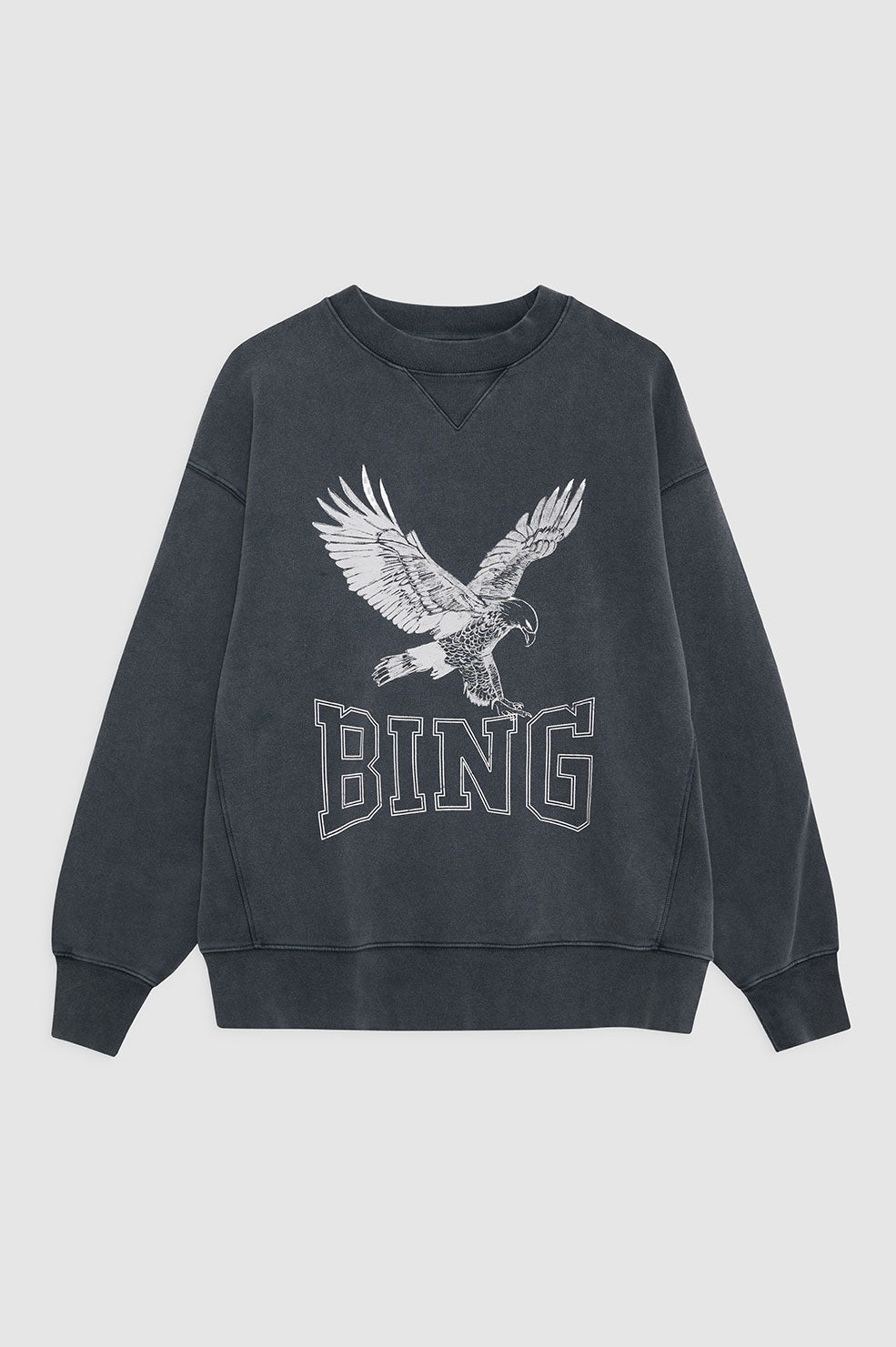 ANINE BING Alto Sweatshirt Retro Eagle - Washed Black - Front View