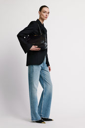 Anine Bing Anine Avenue Bag Grained Leather - Black - on model front view