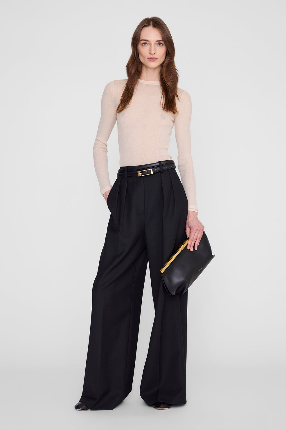 ANINE BING Anine Clutch - Black - on model front