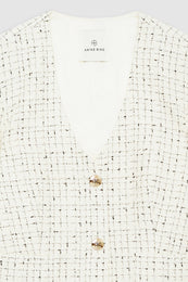 ANINE BING Anitta Jacket - Cream And Black Tweed - Detail View