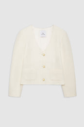ANINE BING Anitta Jacket - Ivory Woven - Front View
