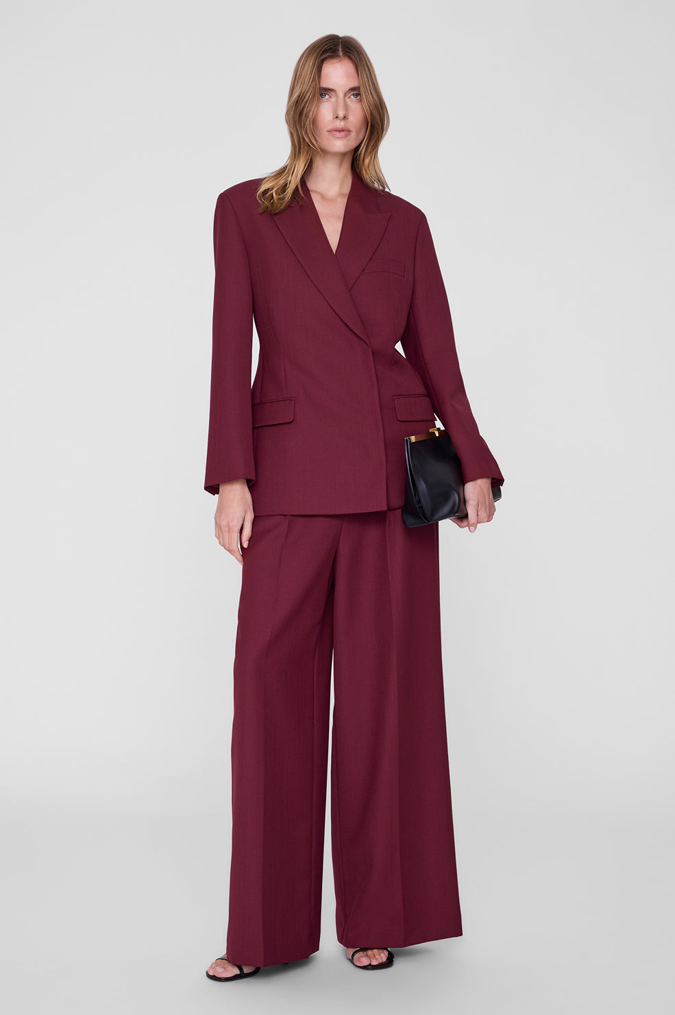 ANINE BING Aretha Blazer - Burgundy - on model front