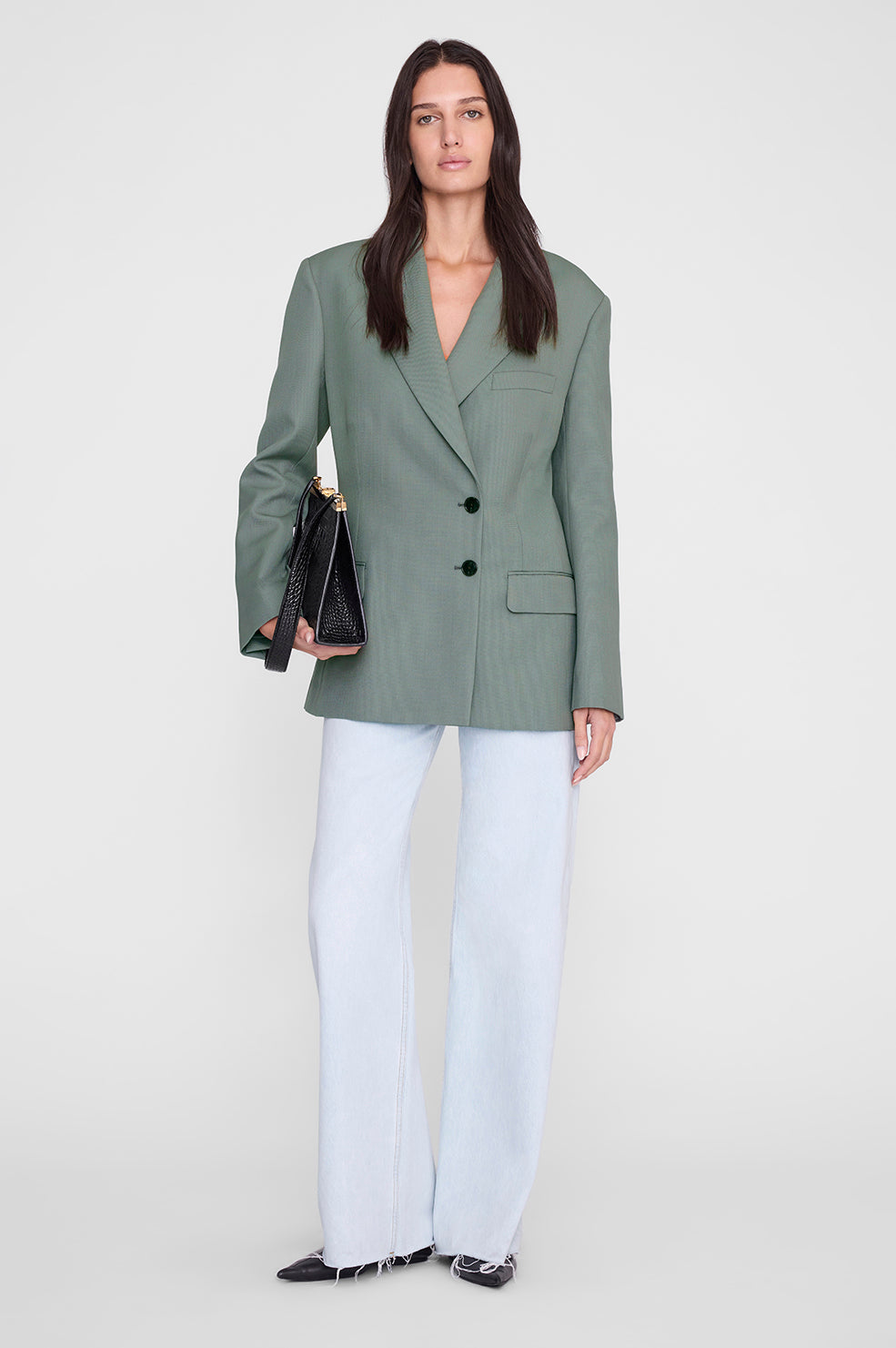 ANINE BING Aretha Blazer - Sage - on model front third 