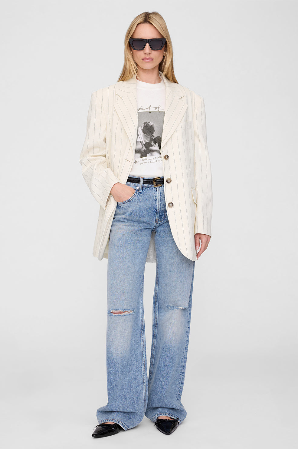 ANINE BING Ashton Tee Spirit Ivory