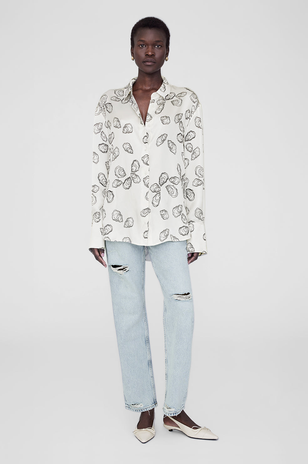 ANINE BING Avalon Shirt - Bone Oyster