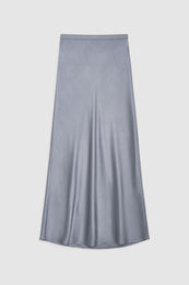 ANINE BING Bar Silk Skirt - Grey - Front View