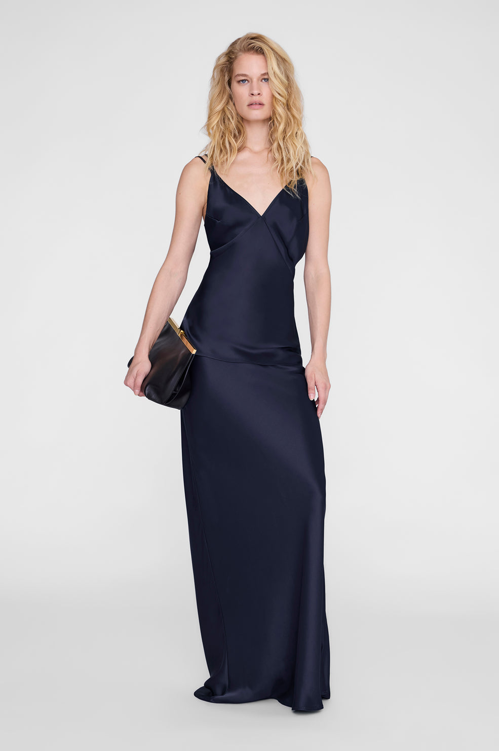ANINE BING - Bar Maxi Skirt - Navy - On Model Front