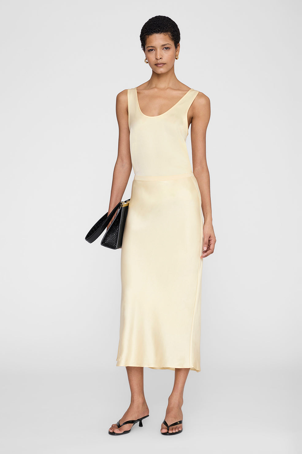 Bar Silk Skirt - Butter Yellow