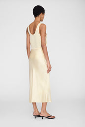 ANINE BING Bar Silk Skirt - Butter Yellow - on model back