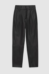ANINE BING Becky Leather Trouser - Black - Front View