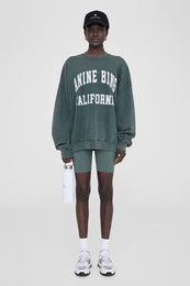 ANINE BING Blake Biker Short - Dark Sage - On Model Front