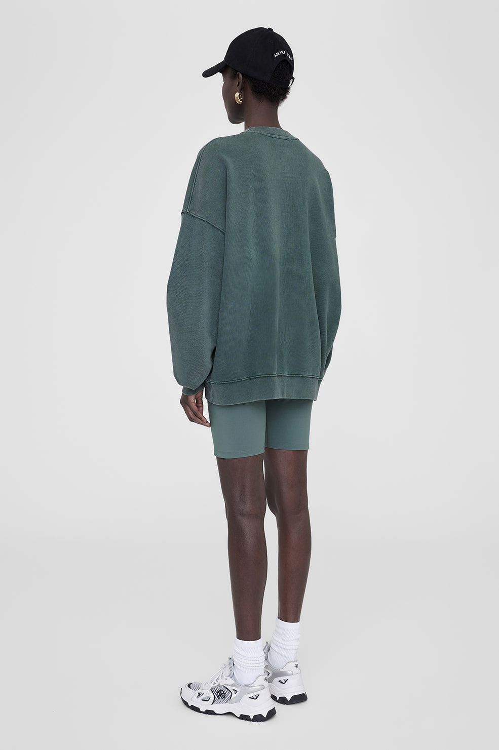 ANINE BING Blake Biker Short - Dark Sage - On Model Back