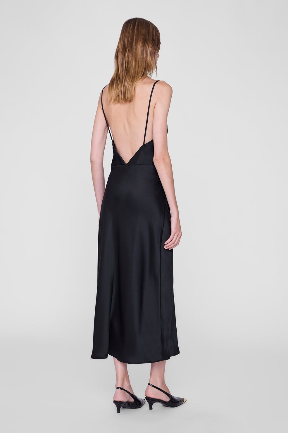 ANINE BING Blanca Midi Dress - Black - on model back