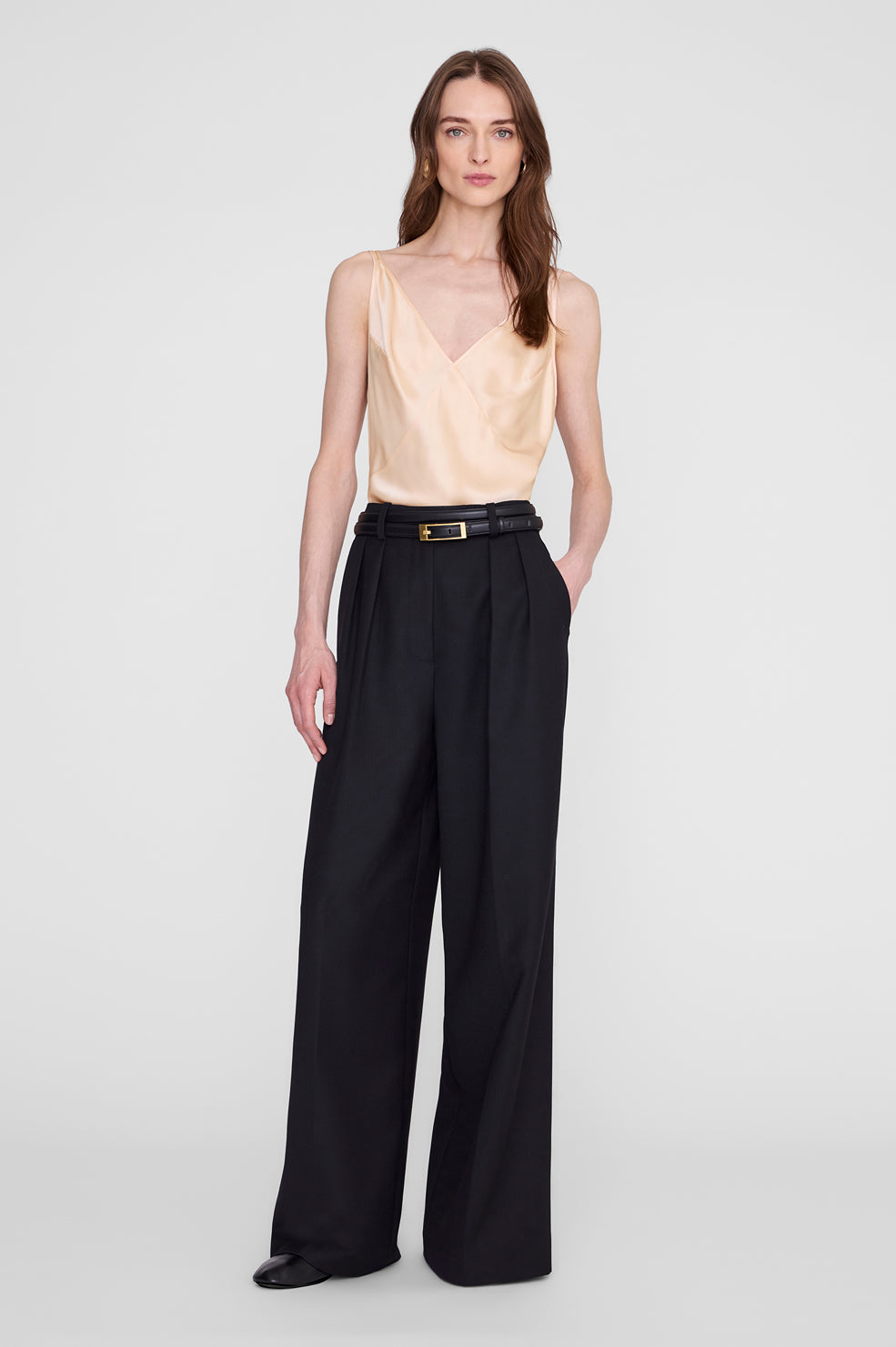 ANINE BING Blanca Top - Golden Beige - on model front second image