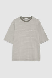 ANINE BING Bo Tee - Olive And Ivory Stripe - Front View