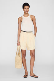 ANINE BING Brice Short - Butter Yellow - on model front second image