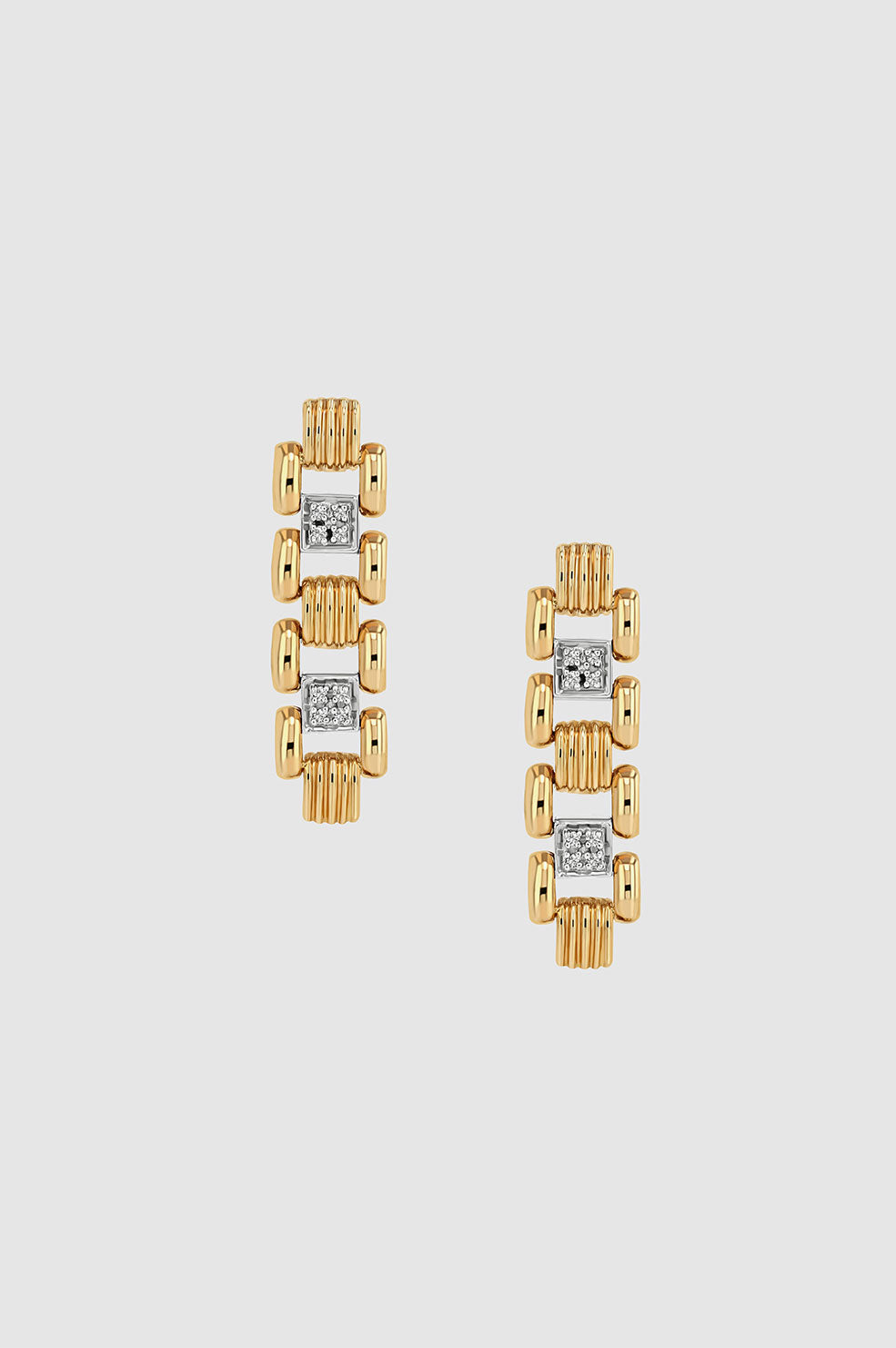 ANINE BING Brick Link Earrings - 14k Gold - Front View