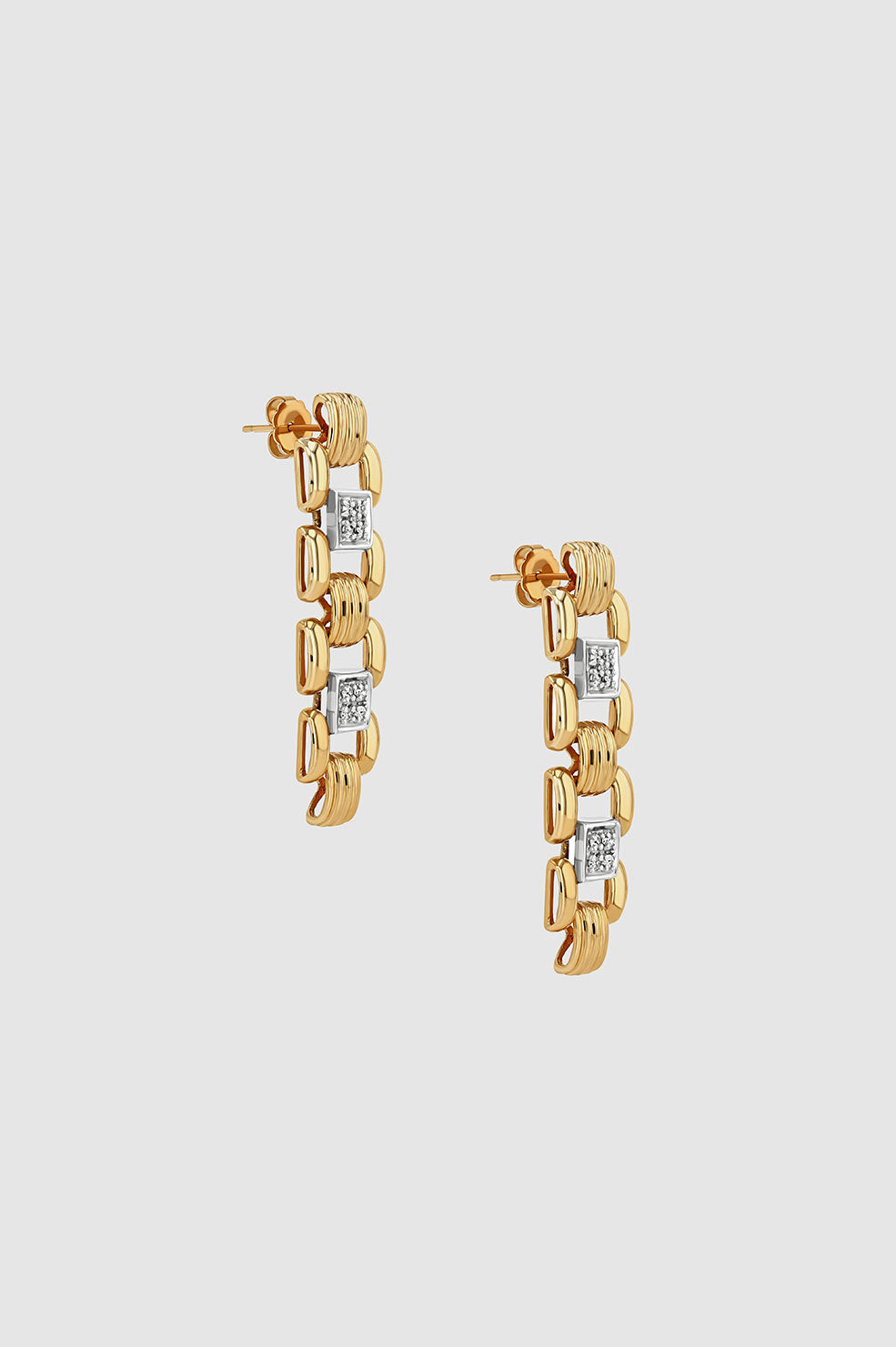 ANINE BING Brick Link Earrings - 14k Gold - Side View