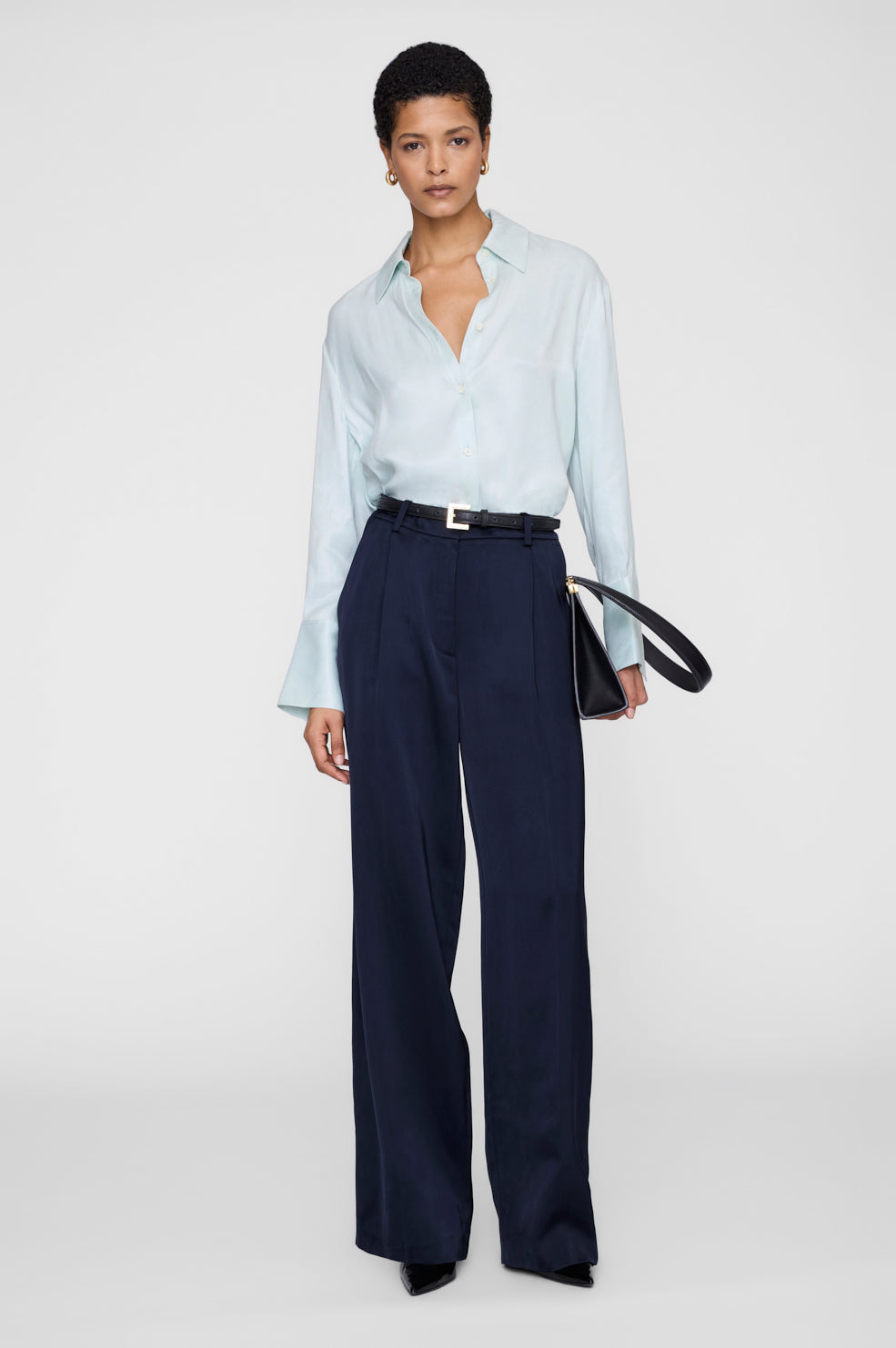 ANINE BING Bridget Shirt - Spring Mint - on model front