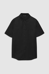 ANINE BING Bruni Shirt - Black Linen Blend - Front View