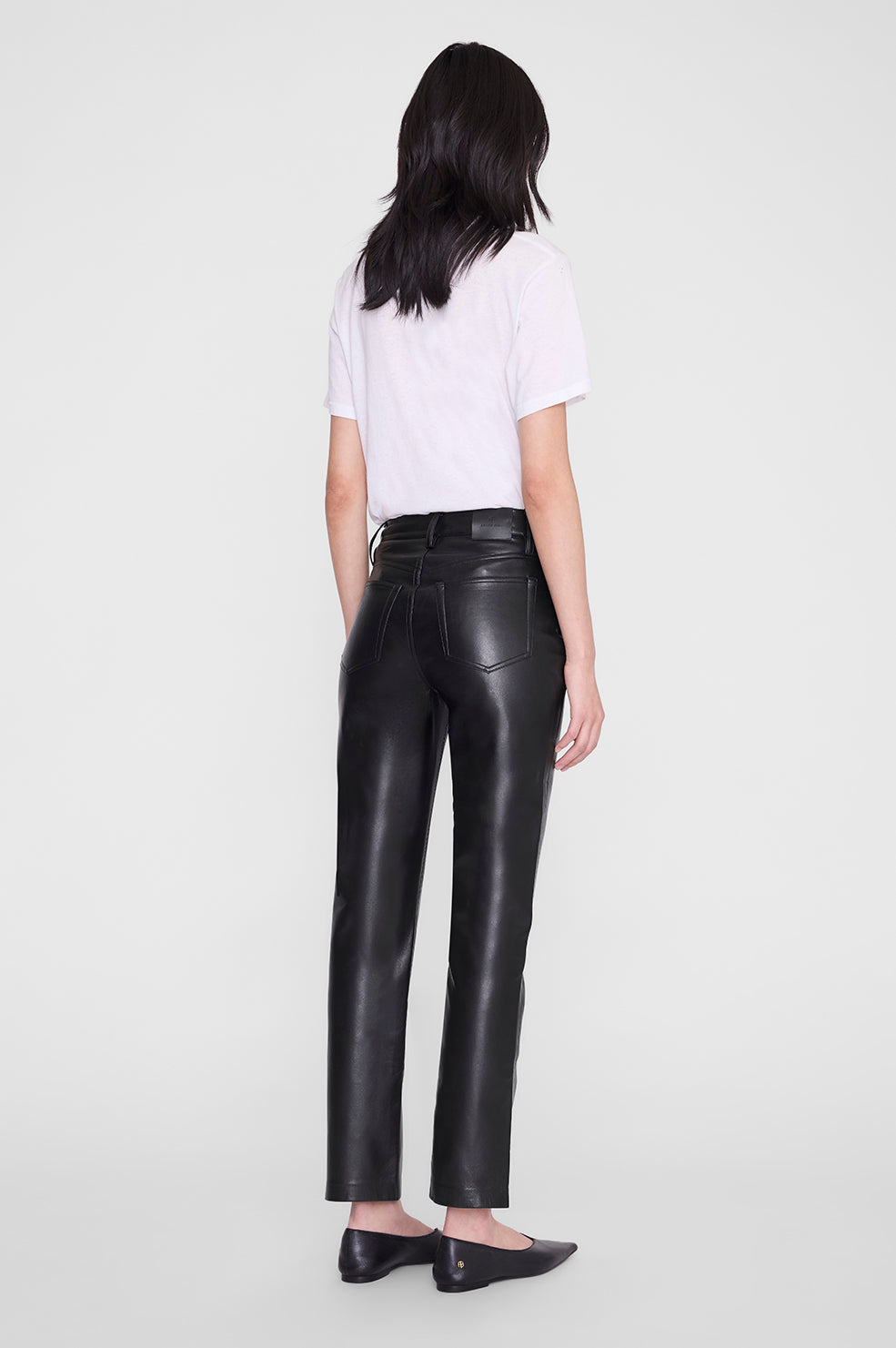 ANINE BING Bruno Pant - Black Recycled Leather - on model back