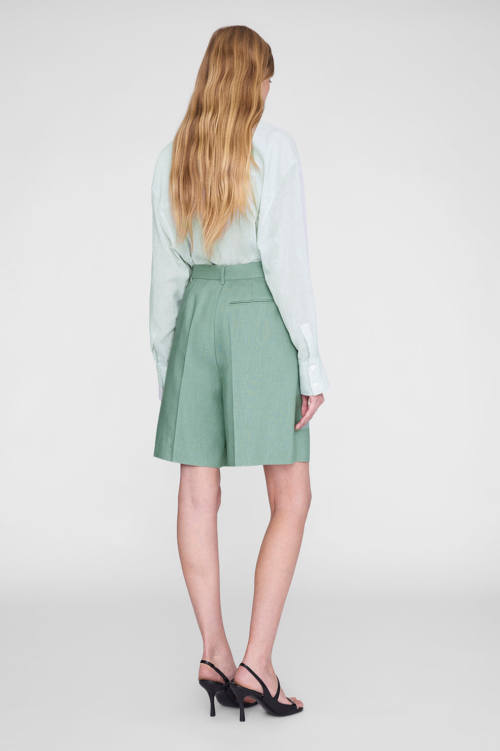 ANINE BING Bryson Short - Sea Foam Green - on model front second image