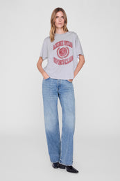 ANINE BING Cade Tee Collegiate - Grey - on model front view