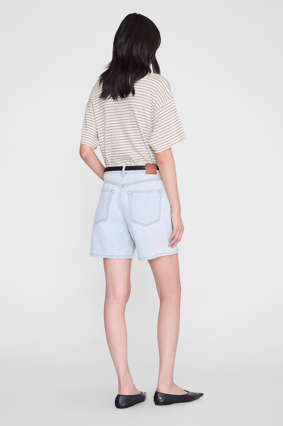 ANINE BING Cade Tee - Black Stripe - on model back