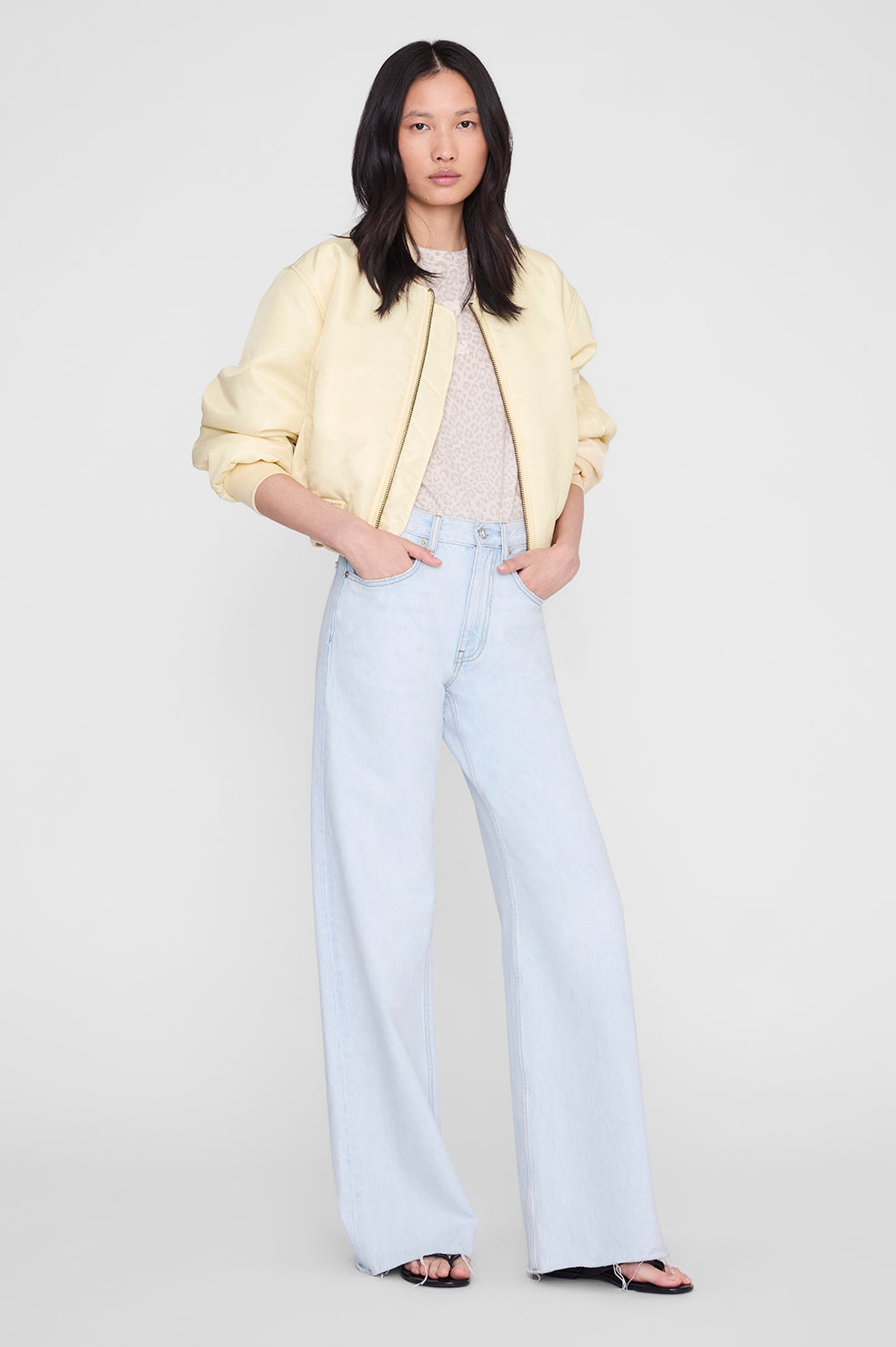 ANINE BING Cade Tee Anine Bing - Washed White Leopard  on model front second image