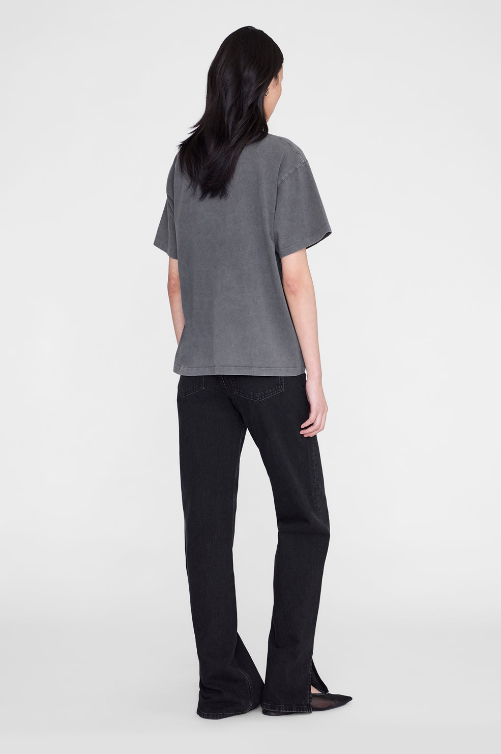 ANINE BING Cade Tee Los Angeles University - Washed Grey - on model back view