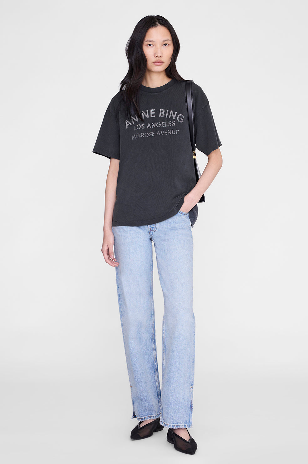 Deuxieme Classe【ANINE BING】CADE TEE ANINE BING Cade Tee Melrose Stencil - Washed Black