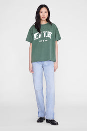 ANINE BING Cade Tee New York University - Cilantro - on model front