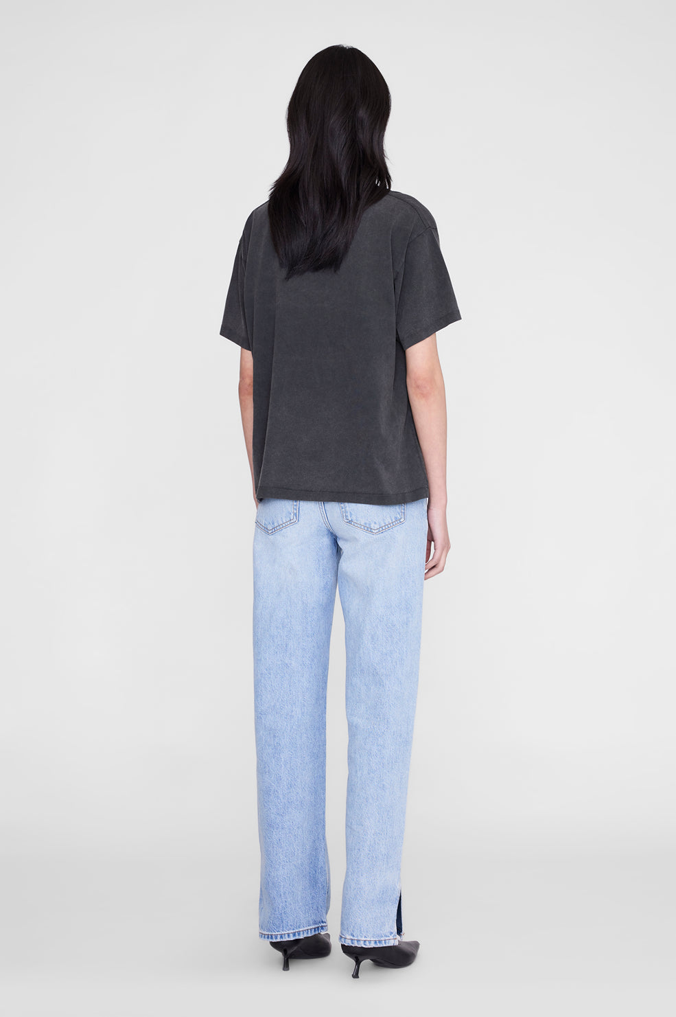 ANINE BING Cade Tee Leo Muse - Washed Black - on model back