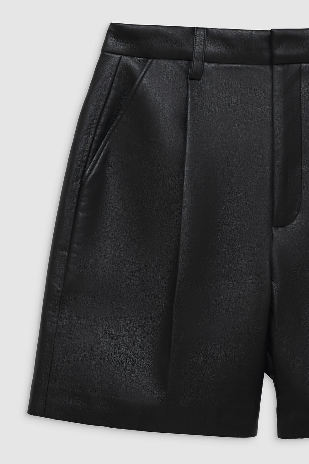 ANINE BING Carmen Short - Black Recycled Leather - Detail View