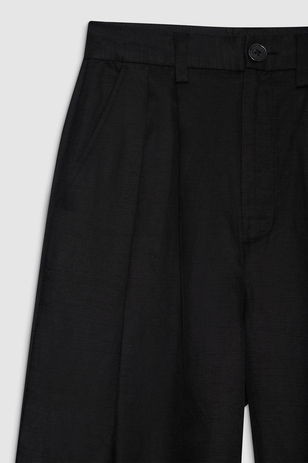 ANINE BING Carrie Ankle Pant - Black Linen Blend - Detail View