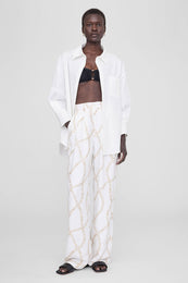 ANINE BING Carrie Pant - Cream And Tan Link Print - On Model Front