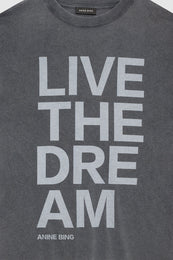 ANINE BING Cason Tee Live The Dream - Washed Black - Detail View