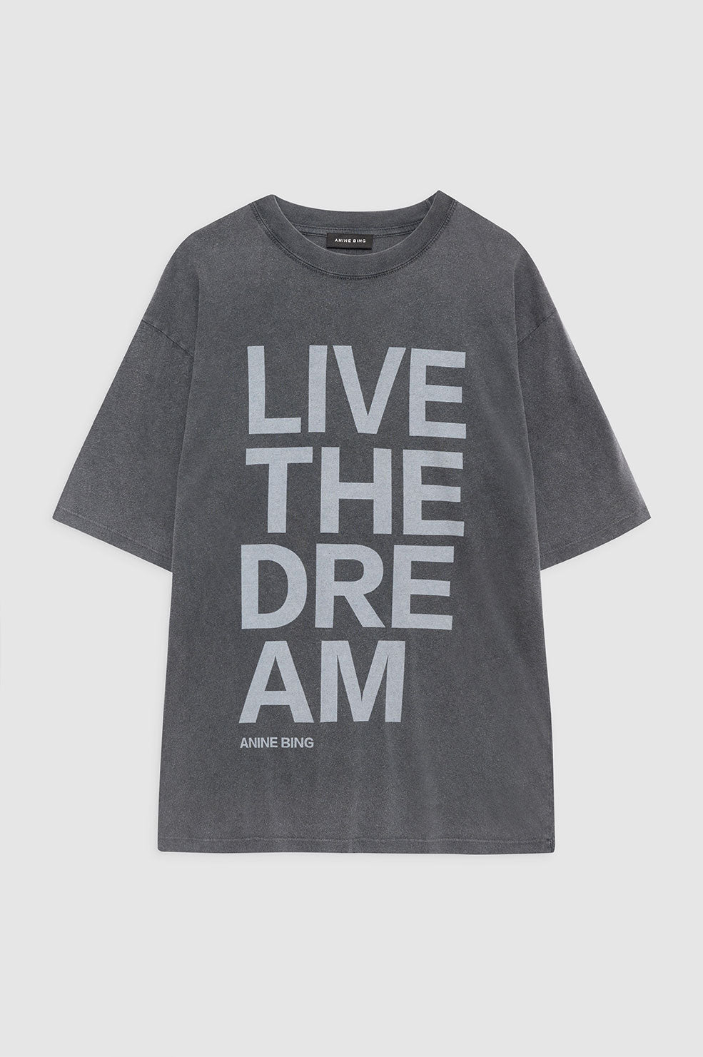 ANINE BING Cason Tee Live The Dream - Washed Black - Front View