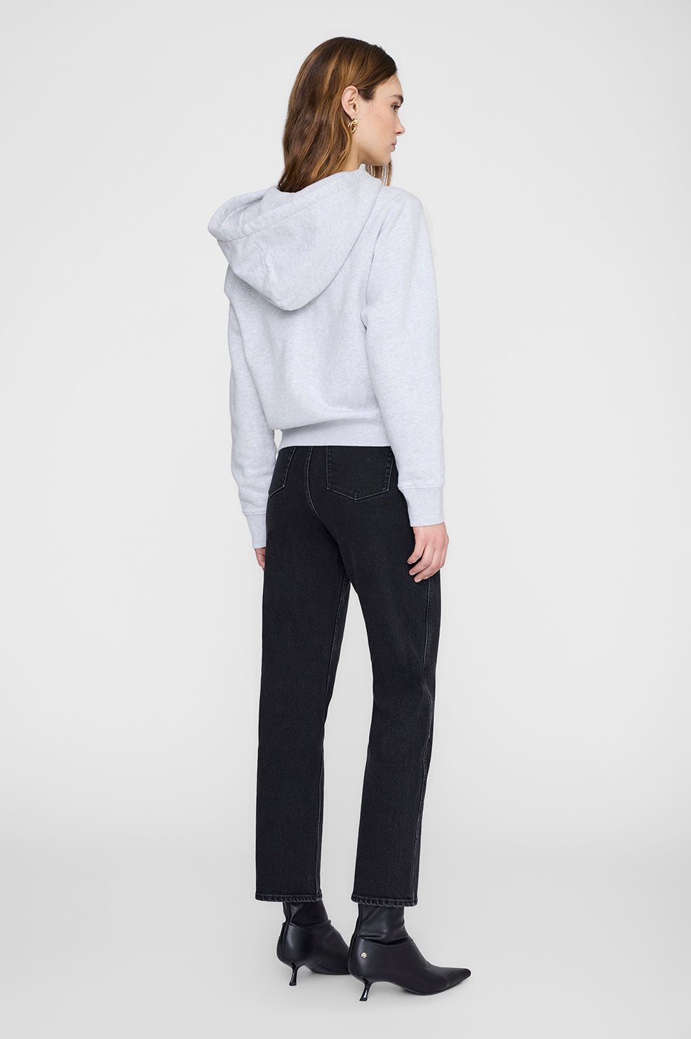 ANINE BING Casper Zip Up Bing - Grey Melange - on model back