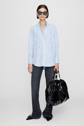 ANINE BING Catherine Shirt - Blue And White Stripe - On Model Front