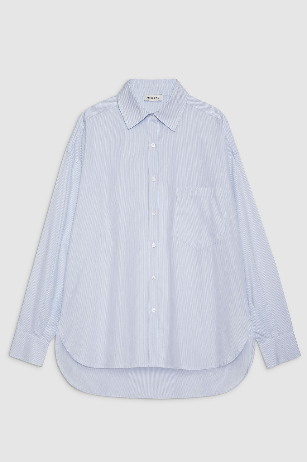ANINE BING Chrissy Shirt - Blue And White Stripe - Front View