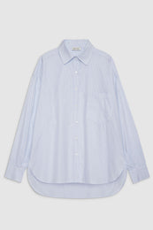 ANINE BING Chrissy Shirt - Blue And White Stripe - Front View