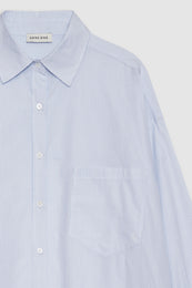 ANINE BING Chrissy Shirt - Blue And White Stripe - Detail View